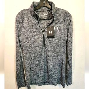 NEW Under Armour HeatGear Loose Women's Tech Twist Gray 1/2 Zip Shirt Size Small